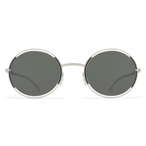 Mykita - Giselle - Oval Metal Sunglasses - Silver Black - New Collection - Eyewear - Avvenice