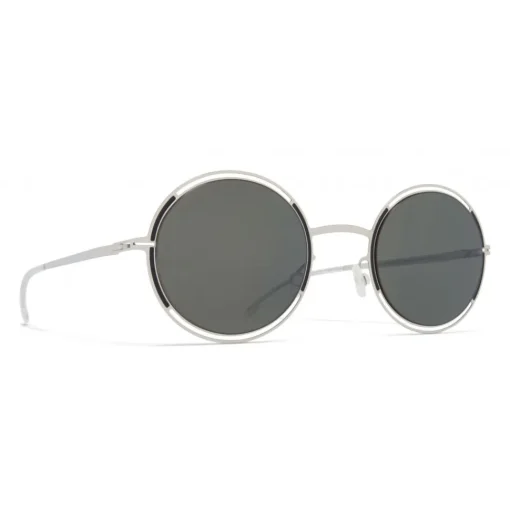 Mykita - Giselle - Oval Metal Sunglasses - Silver Black - New Collection - Eyewear - Avvenice