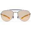 Mykita - Sloe - Mylon - Graphite Navy Blue Pearly Gold - Metal Collection - Sunglasses - Eyewear - Avvenice