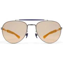 Mykita - Sloe - Mylon - Graphite Navy Blue Pearly Gold - Metal Collection - Sunglasses - Eyewear - Avvenice