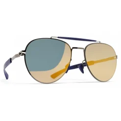 Mykita - Sloe - Mylon - Graphite Navy Blue Pearly Gold - Metal Collection - Sunglasses - Eyewear - Avvenice