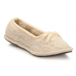 Neck Mate - Asolo - Artisan Woman Slippers - Ballerina in Wool Braided Cotta - Beige - Avvenice^ Slippers