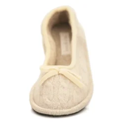Neck Mate - Asolo - Artisan Woman Slippers - Ballerina in Wool Braided Cotta - Beige - Avvenice^ Slippers