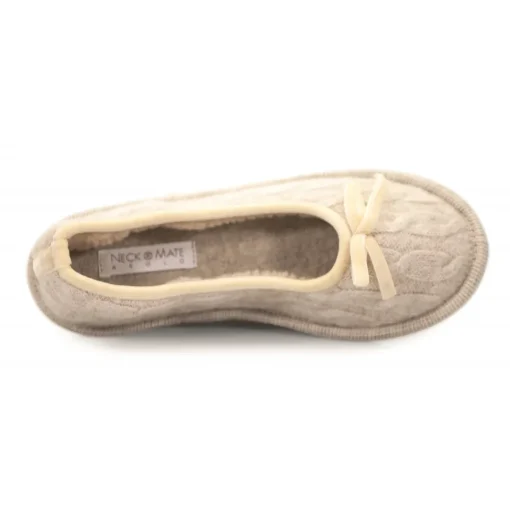 Neck Mate - Asolo - Artisan Woman Slippers - Ballerina in Wool Braided Cotta - Beige - Avvenice^ Slippers