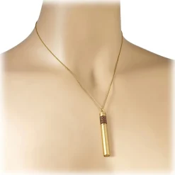 NESS1 - Cig.Au.Rette Necklace 18Kt Yellow Gold Diamonds and Ruby - Drug Collection - Handcrafted Necklace - High Quality Luxury - Avvenice