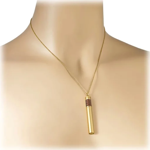 NESS1 - Cig.Au.Rette Necklace 18Kt Yellow Gold Diamonds and Ruby - Drug Collection - Handcrafted Necklace - High Quality Luxury - Avvenice