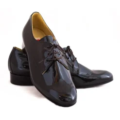 Venetian Reflections by Nicolao Nicolao Atelier - Black Patent Leather Slipper Shoe with Laces - Man - Shoe - Made in Italy - Luxury Exclusive Collection - Avvenice^ Shoes