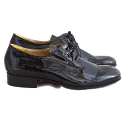 Venetian Reflections by Nicolao Nicolao Atelier - Black Patent Leather Slipper Shoe with Laces - Man - Shoe - Made in Italy - Luxury Exclusive Collection - Avvenice^ Shoes