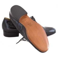 Venetian Reflections by Nicolao Nicolao Atelier - Black Patent Leather Slipper Shoe with Laces - Man - Shoe - Made in Italy - Luxury Exclusive Collection - Avvenice^ Shoes
