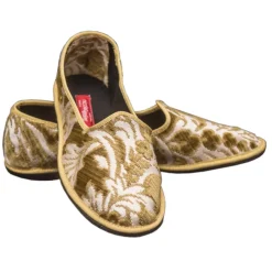 Venetian Reflections by Nicolao Nicolao Atelier - Furlana Slipper in Gold Green Silk Brocade - Men - Shoe - Made in Italy - Luxury Exclusive Collection - Avvenice^ Shoes