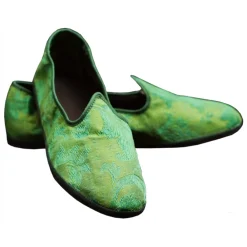 Venetian Reflections by Nicolao Nicolao Atelier - Furlana Venezia Silk Damask Slipper - Green - Shoe - Made in Italy - Luxury Exclusive Collection - Avvenice^ Slippers