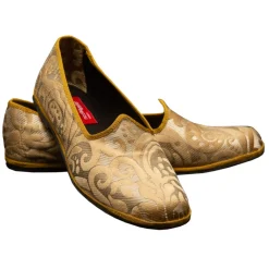 Venetian Reflections by Nicolao Nicolao Atelier - Furlana Slipper in Damask - Gold Color Man - Shoe - Made in Italy - Luxury Exclusive Collection - Avvenice^ Slippers