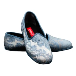 Venetian Reflections by Nicolao Nicolao Atelier - Furlana Slipper in Damask - Celeste Color Woman - Shoe - Made in Italy - Luxury Exclusive Collection - Avvenice