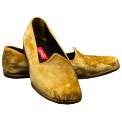 Venetian Reflections by Nicolao Nicolao Atelier - Furlana Slipper in Silk Velvet - Gold Color Man - Shoe - Made in Italy - Luxury Exclusive Collection - Avvenice
