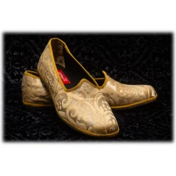 Venetian Reflections by Nicolao Nicolao Atelier - Furlana Slipper in Damask - Gold Color Man - Shoe - Made in Italy - Luxury Exclusive Collection - Avvenice^ Slippers
