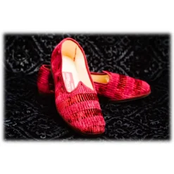 Venetian Reflections by Nicolao Nicolao Atelier - Furlana Slipper Venezia in Velvet - Burgundy - Shoe - Made in Italy - Luxury Exclusive Collection - Avvenice