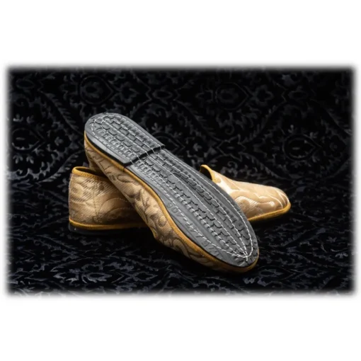 Venetian Reflections by Nicolao Nicolao Atelier - Furlana Slipper in Damask - Gold Color Man - Shoe - Made in Italy - Luxury Exclusive Collection - Avvenice^ Slippers