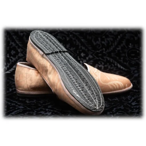 Venetian Reflections by Nicolao Nicolao Atelier - Furlana Slipper in Damask - Color Apricot Woman - Shoe - Made in Italy - Luxury Exclusive Collection - Avvenice