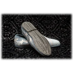 Venetian Reflections by Nicolao Nicolao Atelier - Furlana Slipper in Damask - Celeste Color Woman - Shoe - Made in Italy - Luxury Exclusive Collection - Avvenice
