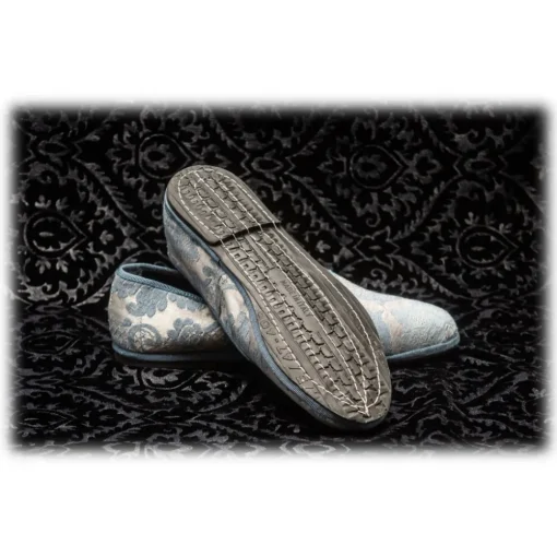 Venetian Reflections by Nicolao Nicolao Atelier - Furlana Slipper in Damask - Celeste Color Woman - Shoe - Made in Italy - Luxury Exclusive Collection - Avvenice