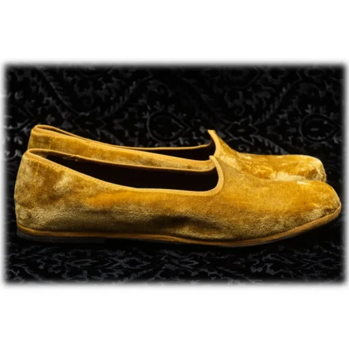 Venetian Reflections by Nicolao Nicolao Atelier - Furlana Slipper in Silk Velvet - Gold Color Man - Shoe - Made in Italy - Luxury Exclusive Collection - Avvenice