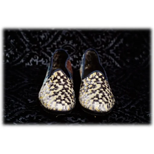 Venetian Reflections by Nicolao Nicolao Atelier - Furlana Venezia Silk Velvet Slipper - Mosaic - Shoe - Made in Italy - Luxury Exclusive Collection - Avvenice