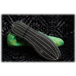 Venetian Reflections by Nicolao Nicolao Atelier - Furlana Venezia Silk Damask Slipper - Green - Shoe - Made in Italy - Luxury Exclusive Collection - Avvenice^ Slippers