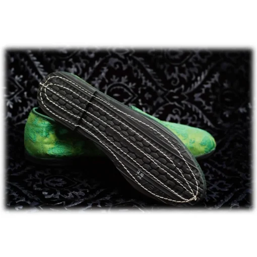 Venetian Reflections by Nicolao Nicolao Atelier - Furlana Venezia Silk Damask Slipper - Green - Shoe - Made in Italy - Luxury Exclusive Collection - Avvenice^ Slippers