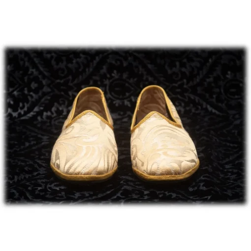 Venetian Reflections by Nicolao Nicolao Atelier - Furlana Slipper in Damask - Gold Color Man - Shoe - Made in Italy - Luxury Exclusive Collection - Avvenice^ Slippers