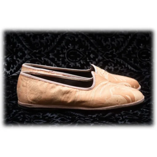 Venetian Reflections by Nicolao Nicolao Atelier - Furlana Slipper in Damask - Color Apricot Woman - Shoe - Made in Italy - Luxury Exclusive Collection - Avvenice