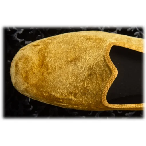Venetian Reflections by Nicolao Nicolao Atelier - Furlana Slipper in Silk Velvet - Gold Color Man - Shoe - Made in Italy - Luxury Exclusive Collection - Avvenice
