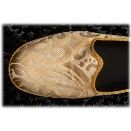 Venetian Reflections by Nicolao Nicolao Atelier - Furlana Slipper in Damask - Gold Color Man - Shoe - Made in Italy - Luxury Exclusive Collection - Avvenice^ Slippers