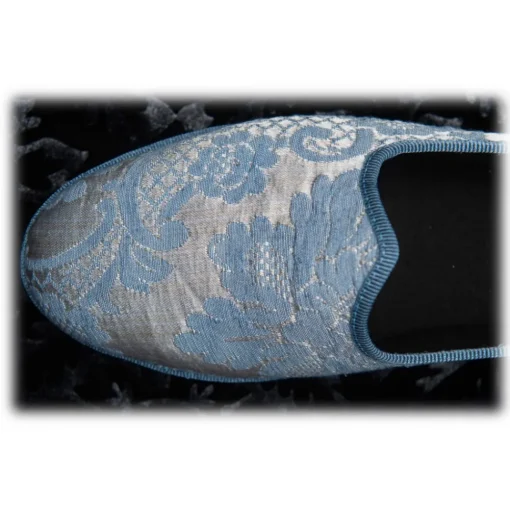 Venetian Reflections by Nicolao Nicolao Atelier - Furlana Slipper in Damask - Celeste Color Woman - Shoe - Made in Italy - Luxury Exclusive Collection - Avvenice