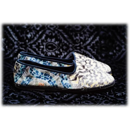 Venetian Reflections by Nicolao Nicolao Atelier - Furlana Venezia Silk Velvet Slipper - Mosaic - Shoe - Made in Italy - Luxury Exclusive Collection - Avvenice