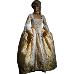 Venetian Reflections by Nicolao Nicolao Atelier - Lampasso Gold-White Woman Dress - Historical Costume - 1700 - Made in Italy - Luxury Exclusive Collection - Avvenice^ Jackets | Dresses