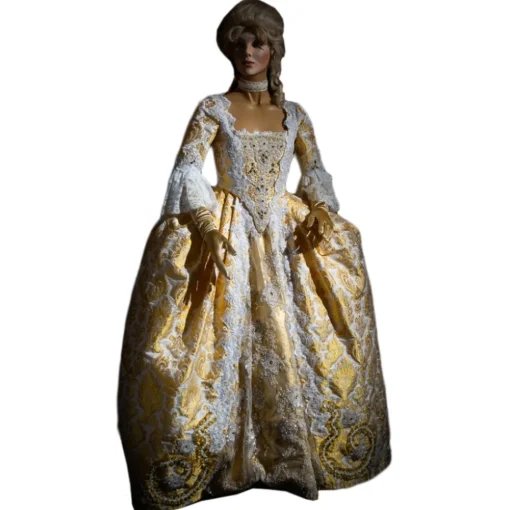 Venetian Reflections by Nicolao Nicolao Atelier - Lampasso Gold-White Woman Dress - Historical Costume - 1700 - Made in Italy - Luxury Exclusive Collection - Avvenice^ Jackets | Dresses