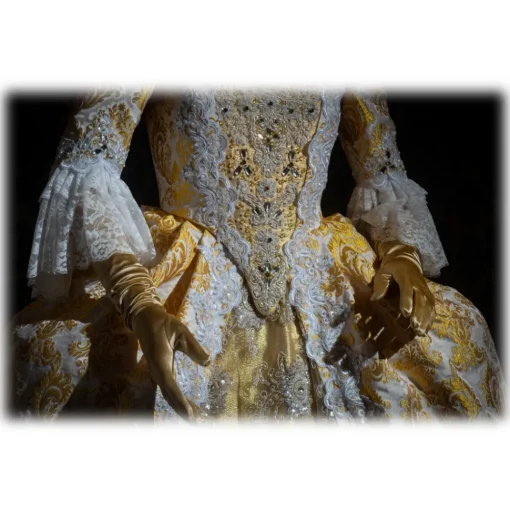 Venetian Reflections by Nicolao Nicolao Atelier - Lampasso Gold-White Woman Dress - Historical Costume - 1700 - Made in Italy - Luxury Exclusive Collection - Avvenice^ Jackets | Dresses