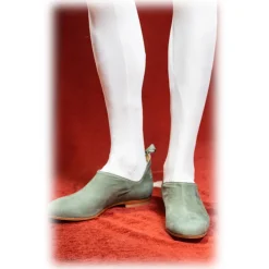 Venetian Reflections by Nicolao Nicolao Atelier - Man Shoe - Medieval Style Green Olive Color (Suede) - Shoe - Made in Italy - Luxury Exclusive Collection - Avvenice^ Shoes