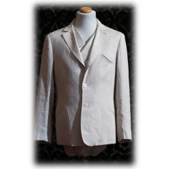 Venetian Reflections by Nicolao Nicolao Atelier - 30's Jacket and Vest - Ecru Linen Man - Jacket - Made in Italy - Luxury Exclusive Collection - Avvenice^ Jackets | Dresses