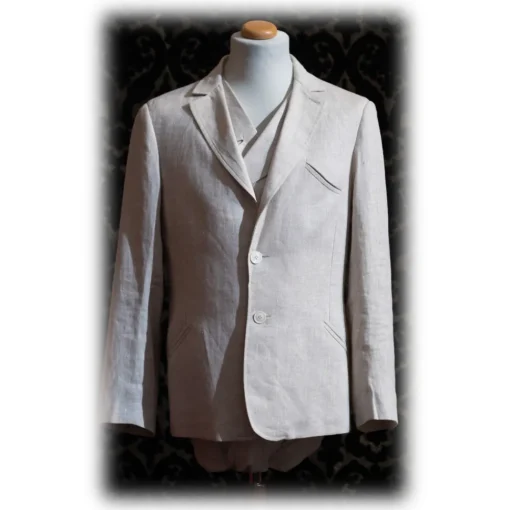 Venetian Reflections by Nicolao Nicolao Atelier - 30's Jacket and Vest - Ecru Linen Man - Jacket - Made in Italy - Luxury Exclusive Collection - Avvenice^ Jackets | Dresses