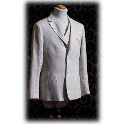 Venetian Reflections by Nicolao Nicolao Atelier - 30's Jacket and Vest - Ecru Linen Man - Jacket - Made in Italy - Luxury Exclusive Collection - Avvenice^ Jackets | Dresses
