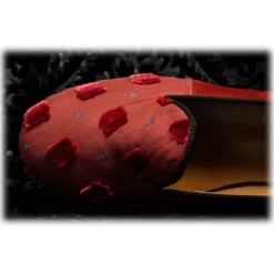 Venetian Reflections by Nicolao Nicolao Atelier - Silk Slipper Sock - Red with Velvet Check Pattern Woman - Shoe - Made in Italy - Luxury Exclusive Collection - Avvenice