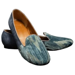 Venetian Reflections by Nicolao Nicolao Atelier - Silk Velvet Slipper Shoe - Light Blue Woman - Shoe - Made in Italy - Luxury Exclusive Collection - Avvenice^ Slippers