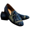 Venetian Reflections by Nicolao Nicolao Atelier - Silk Velvet Slipper Shoe - Blue Gold Man - Shoe - Made in Italy - Luxury Exclusive Collection - Avvenice^ Slippers