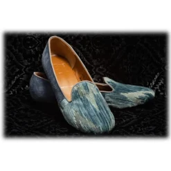 Venetian Reflections by Nicolao Nicolao Atelier - Silk Velvet Slipper Shoe - Light Blue Woman - Shoe - Made in Italy - Luxury Exclusive Collection - Avvenice^ Slippers