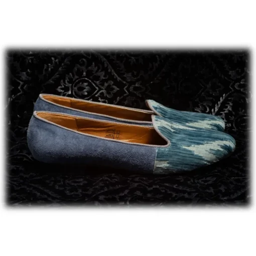 Venetian Reflections by Nicolao Nicolao Atelier - Silk Velvet Slipper Shoe - Light Blue Woman - Shoe - Made in Italy - Luxury Exclusive Collection - Avvenice^ Slippers