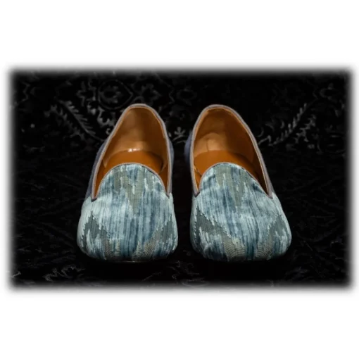 Venetian Reflections by Nicolao Nicolao Atelier - Silk Velvet Slipper Shoe - Light Blue Woman - Shoe - Made in Italy - Luxury Exclusive Collection - Avvenice^ Slippers