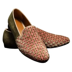 Venetian Reflections by Nicolao Nicolao Atelier - Slipper in Silk Velvet - Pink Moss Green Man - Shoe - Made in Italy - Luxury Exclusive Collection - Avvenice^ Slippers