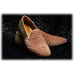Venetian Reflections by Nicolao Nicolao Atelier - Slipper in Silk Velvet - Pink Moss Green Man - Shoe - Made in Italy - Luxury Exclusive Collection - Avvenice^ Slippers