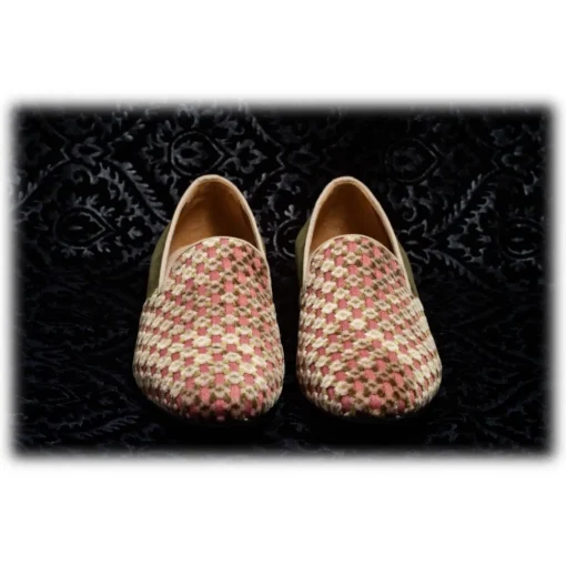 Venetian Reflections by Nicolao Nicolao Atelier - Slipper in Silk Velvet - Pink Moss Green Man - Shoe - Made in Italy - Luxury Exclusive Collection - Avvenice^ Slippers